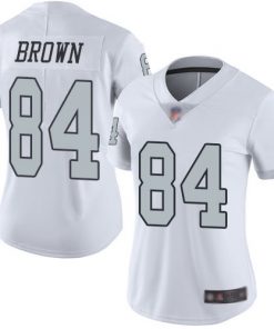 Women's Oakland Raiders #84 Antonio Brown White Limited Rush Stitched NFL Jersey(Run Small)