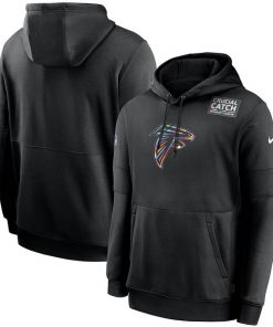 Men's Atlanta Falcons 2020 Black Crucial Catch Sideline Performance Pullover NFL Hoodie