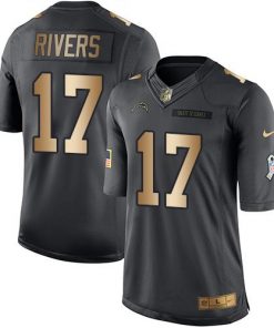 Nike Chargers #17 Philip Rivers Black Men's Stitched NFL Limited Gold Salute To Service Jersey