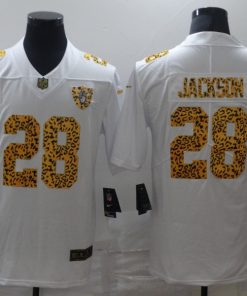 Men's Las Vegas Raiders #28 Josh Jacobs 2020 White Leopard Print Fashion Limited Stitched NFL Jersey