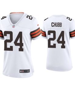 Women's Cleveland Browns #24 Nick Chubb 2020 New White Stitched Jersey(Run Small)