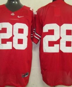 Buckeyes #28 Red Stitched NCAA Jersey
