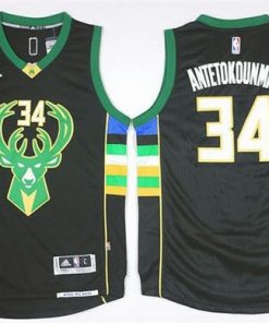 Bucks #34 Giannis Antetokounmpo Black Alternate Stitched NBA Jersey