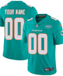 Men's Miami Dolphins ACTIVE PLAYER Custom Aqua With 347 Shula Patch 2020 Vapor Untouchable Limited Stitched NFL Jersey