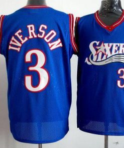 76ers #3 Allen Iverson Blue Stitched Throwback NBA Jersey
