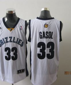 Grizzlies #33 Marc Gasol Revolution 30 White Stitched NBA Jersey