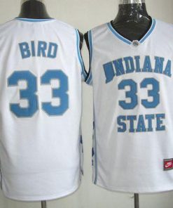 Sycamores #33 Larry Bird White Hardwood Legends Basketball Stitched NCAA Jersey