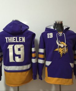 Men's Minnesota Vikings #19 Adam Thielen Purple All Stitched NFL Hooded Sweatshirt