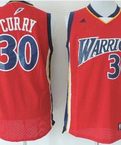 Warriors #30 Stephen Curry Red Throwback Stitched NBA Jersey