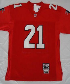 Mitchell And Ness Falcons #21 Deion Sanders Red Throwback Stitched NFL Jersey