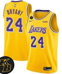 Men's Lakers #24 Kobe Bryant With KB Patch Stitched NBA Jersey