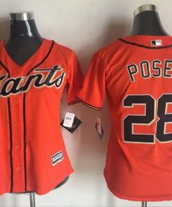 Giants #28 Buster Posey Orange Women's Alternate Stitched MLB Jersey