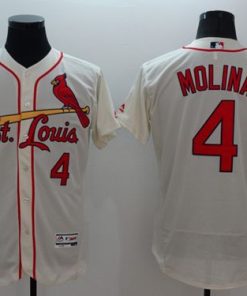 Cardinals #4 Yadier Molina Cream Flexbase Authentic Collection Stitched MLB Jersey