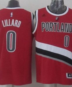 Blazers #0 Damian Lillard Red Stitched NBA Jersey