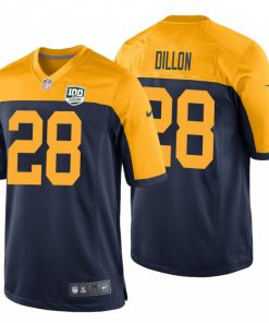 Men's Green Bay Packers #28 AJ Dillon Navy Stitched NFL Jersey
