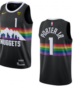 Men's Denver Nuggets Black #1 Michael Porter Jr. Stitched NBA Jersey