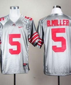 Buckeyes #5 Braxton Miller Grey Stitched NCAA Jersey