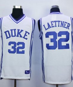 Blue Devils #32 Christian Laettner White Basketball Stitched NCAA Jersey