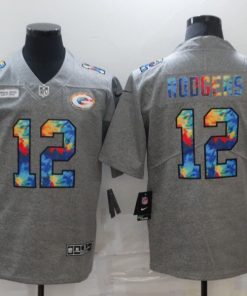 Men's Green Bay Packers #12 Aaron Rodgers 2020 Grey Crucial Catch Limited Stitched NFL Jersey