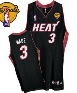 Heat Finals Patch #3 Dwyane Wade Black Stitched NBA Jersey