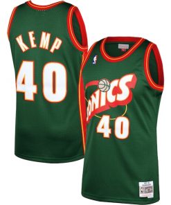Mitchell And Ness Thunder #40 Shawn Kemp Green SuperSonics Stitched NBA Jersey
