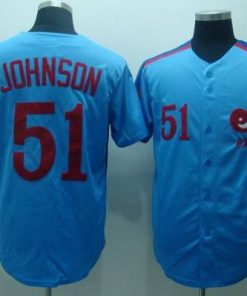 Mitchell and Ness Expos #51 Randy Johnson Blue Stitched Throwback MLB Jersey