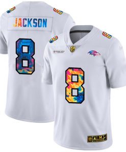 Men's Baltimore Ravens #8 Lamar Jackson 2020 White Crucial Catch Limited Stitched NFL Jersey