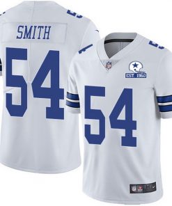 Men's Dallas Cowboys #54 Jaylon Smith White With Est 1960 Patch Limited Stitched NFL Jersey