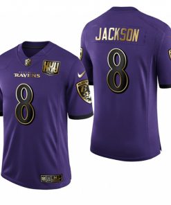 Men's Baltimore Ravens #8 Lamar Jackson Purple Stitched NFL Jersey
