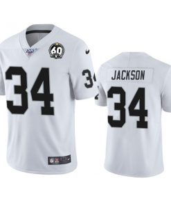 Youth Oakland Raiders #34 Bo Jackson White 2019 100th Season With 60 Patch Vapor Untouchable Limited Stitched NFL Jersey