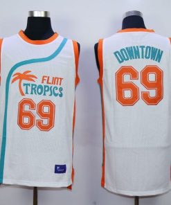 Flint Tropics #69 Downtown White Semi-Pro Movie Stitched Basketball Jersey