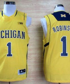 Wolverines #1 Glenn Robinson III Gold Basketball Stitched NCAA Jersey