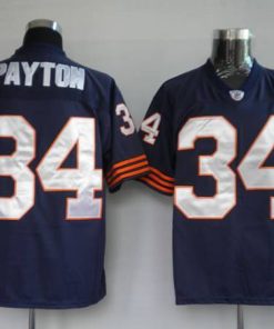 Mitchell & Ness Bears #34 Walter Payton Blue With Big Number Bear Patch Stitched Throwback NFL Jersey