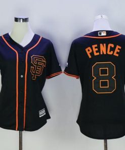 Giants #8 Hunter Pence Black Alternate Women's Stitched MLB Jersey