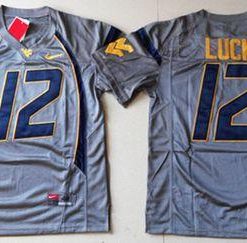 Mountaineers #12 Oliver Luck Navy Blue Stitched NCAA Jersey