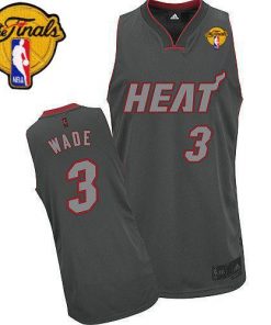Heat #3 Dwyane Wade Grey Graystone Fashion With Finals Patch Stitched NBA Jersey