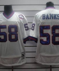 Mitchell and Ness Giants #58 Carl Banks White Stitched NFL Jersey