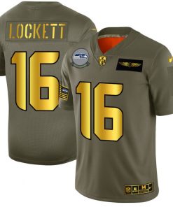 Men's Seattle Seahawks #16 Tyler Lockett Olive/Gold 2019 Salute to Service Limited Stitched NFL Jersey