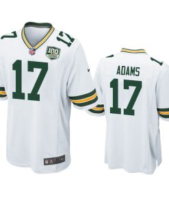Men's Green Bay Packers #17 Davante Adams White 2019 100th Season NFL Game Jersey