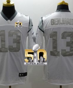 Nike Panthers #13 Kelvin Benjamin White Super Bowl 50 Men's Stitched NFL Limited Platinum Jersey