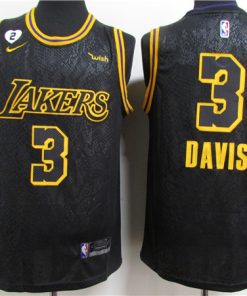 Men's Los Angeles Lakers #3 Anthony Davis 2020 Black City Edition With GiGi Patch Stitched NBA Jersey