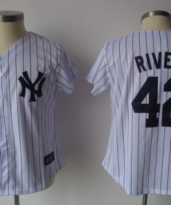 Yankees #42 Mariano Rivera White Strip Women's Fashion Stitched MLB Jersey