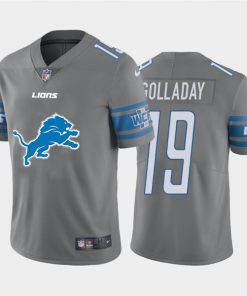 Men's Detroit Lions #19 Kenny Golladay Grey Team Big Logo Limited Stitched Jersey