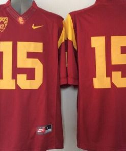 Trojans #15 Red PAC-12 C Patch Stitched NCAA Jersey