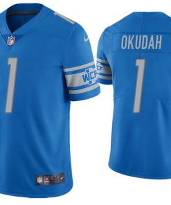 Men's Detroit Lions #1 Jeff Okudah Blue 2020 NFL Draft Vapor Limited Jersey