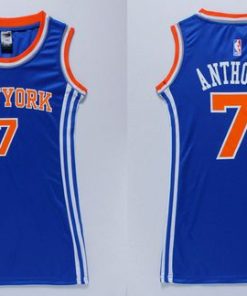 Knicks #7 Carmelo Anthony Blue Women's Dress Stitched NBA Jersey