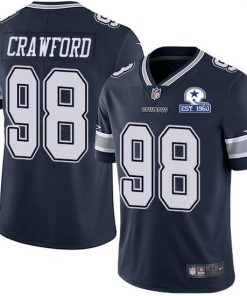 Men's Dallas Cowboys #98 Tyrone Crawford Navy With Est 1960 Patch Limited Stitched NFL Jersey