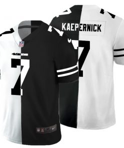 Men's San francisco 49ers #7 Colin Kaepernick Black White Split 2020 Stitched Jersey