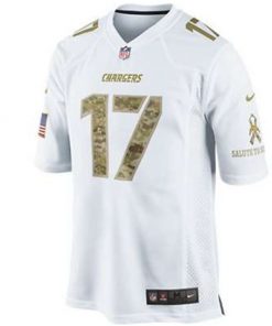Men's Los Angeles Chargers #17 Philip Rivers White Camo Salute To Srvice Stitched NFL Jersey