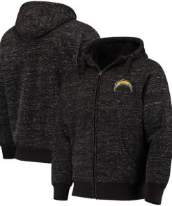 Men's Los Angeles Chargers G-III Sports by Carl Banks Heathered Black Discovery Sherpa Full-Zip NFL Jacket